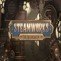 Official Slots logo: Steamworks The Workshop by Peter & Sons at SlotRave Casino